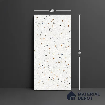 Terrazzo Wall & Floor Tile TL 08963 | Glossy Finish 4 ft x 2 ft Vitrified Tile - 9 mm | Suitable For Kitchen, Bathroom, Bedroom & Office