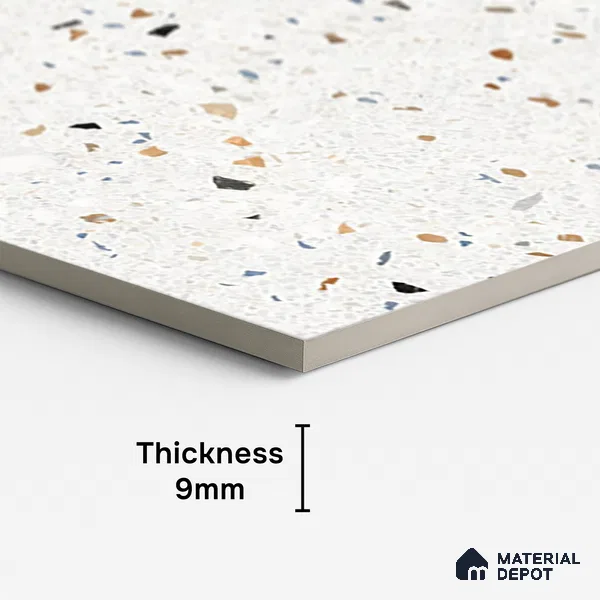 Terrazzo Wall & Floor Tile TL 08963 | Glossy Finish 4 ft x 2 ft Vitrified Tile - 9 mm | Suitable For Kitchen, Bathroom, Bedroom & Office