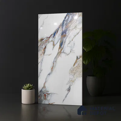 Marble Look Wall & Floor Tile TL 08919 | Glossy Finish 4 ft x 2 ft Vitrified Tile - 9 mm | Suitable For Kitchen, Bathroom, Bedroom & Office