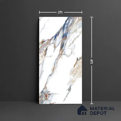 Marble Look Wall & Floor Tile TL 08919 | Glossy Finish 4 ft x 2 ft Vitrified Tile - 9 mm | Suitable For Kitchen, Bathroom, Bedroom & Office