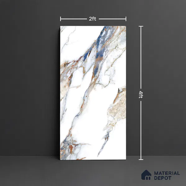 Marble Look Wall & Floor Tile TL 08919 | Glossy Finish 4 ft x 2 ft Vitrified Tile - 9 mm | Suitable For Kitchen, Bathroom, Bedroom & Office