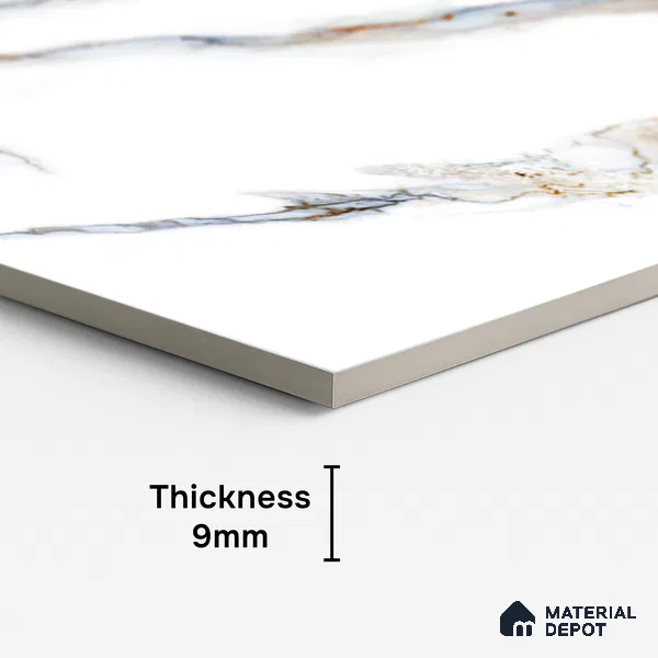 Marble Look Wall & Floor Tile TL 08919 | Glossy Finish 4 ft x 2 ft Vitrified Tile - 9 mm | Suitable For Kitchen, Bathroom, Bedroom & Office