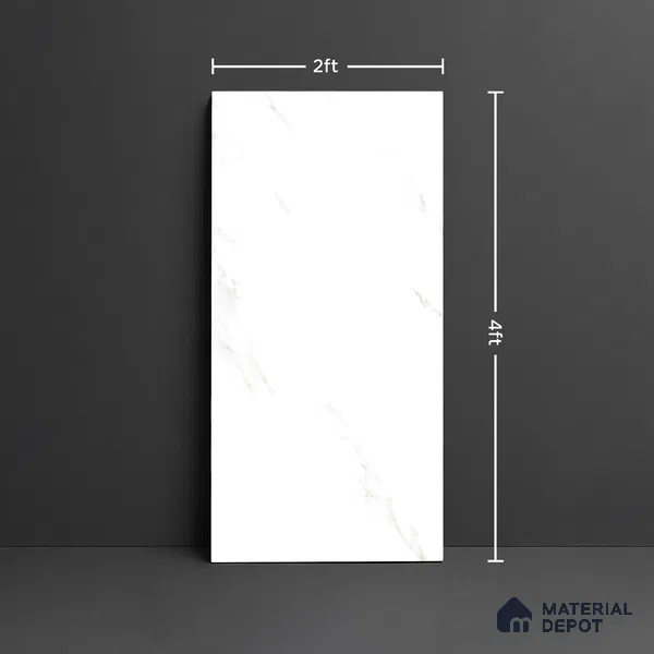 Marble Look Wall & Floor Tile TL 08884 | Glossy Finish 4 ft x 2 ft Vitrified Tile - 9 mm | Suitable For Kitchen, Bathroom, Bedroom & Office