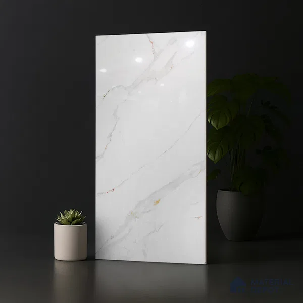 Marble Look Wall & Floor Tile TL 08939 | Glossy Finish 4 ft x 2 ft Vitrified Tile - 9 mm | Suitable For Kitchen, Bathroom, Bedroom & Office