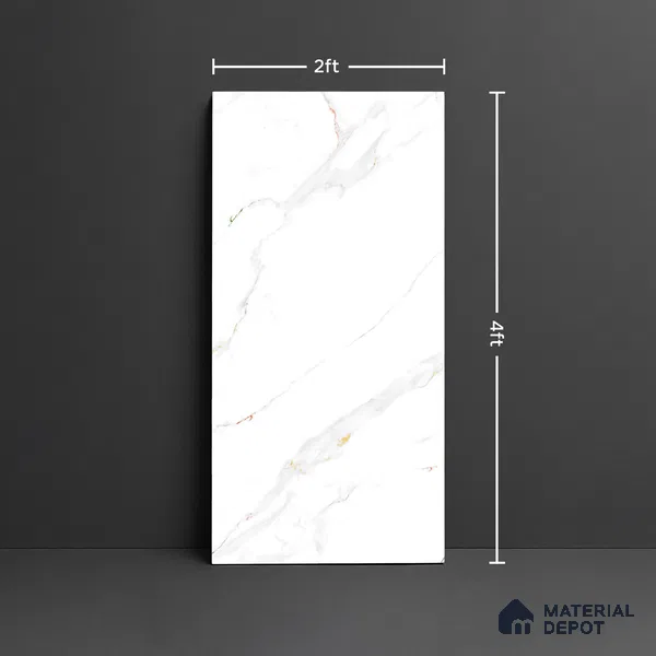 Marble Look Wall & Floor Tile TL 08939 | Glossy Finish 4 ft x 2 ft Vitrified Tile - 9 mm | Suitable For Kitchen, Bathroom, Bedroom & Office