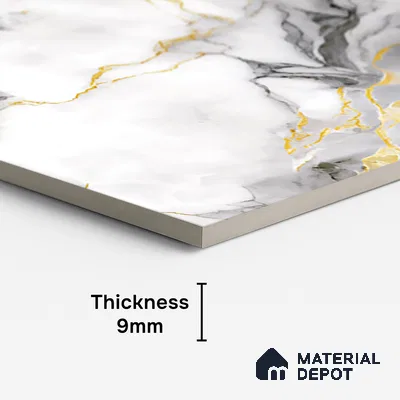 Marble Look Wall & Floor Tile TL 08976 | Glossy Finish 4 ft x 2 ft Vitrified Tile - 9 mm | Suitable For Kitchen, Bathroom, Bedroom & Office