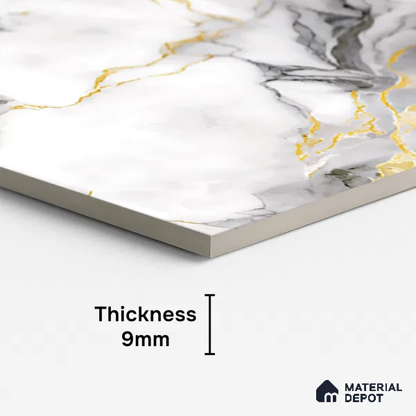 Marble Look Wall & Floor Tile TL 08976 | Glossy Finish 4 ft x 2 ft Vitrified Tile - 9 mm | Suitable For Kitchen, Bathroom, Bedroom & Office