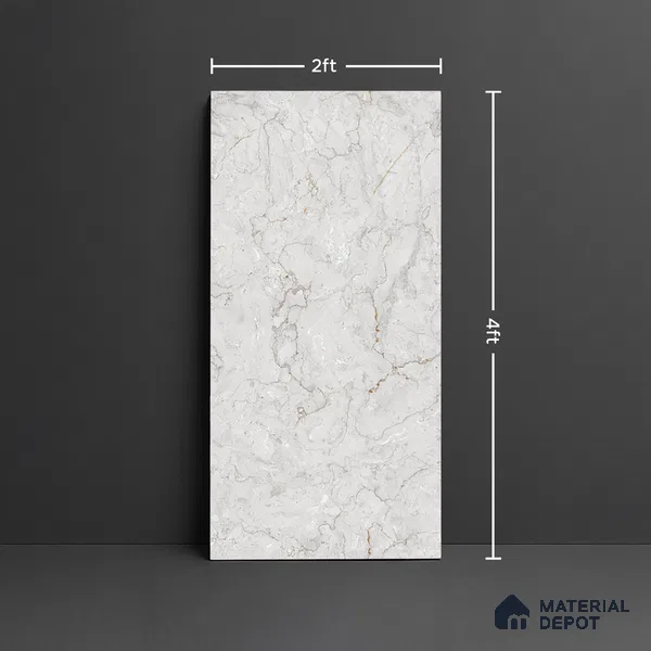 Marble Look Wall & Floor Tile TL 08952 | Glossy Finish 4 ft x 2 ft Vitrified Tile - 9 mm | Suitable For Kitchen, Bathroom, Bedroom & Office