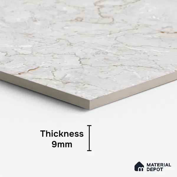 Marble Look Wall & Floor Tile TL 08952 | Glossy Finish 4 ft x 2 ft Vitrified Tile - 9 mm | Suitable For Kitchen, Bathroom, Bedroom & Office