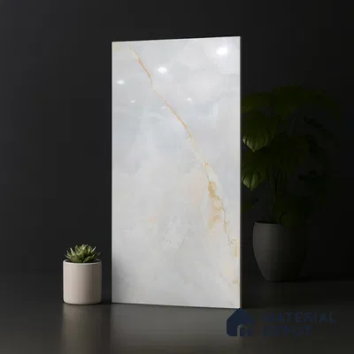 Marble Look Wall & Floor Tile TL 08993 | Glossy Finish 4 ft x 2 ft Vitrified Tile - 9 mm | Suitable For Kitchen, Bathroom, Bedroom & Office