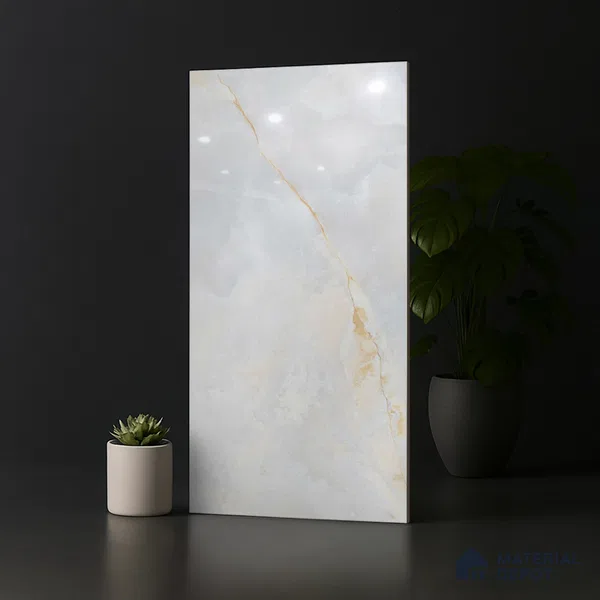 Marble Look Wall & Floor Tile TL 08993 | Glossy Finish 4 ft x 2 ft Vitrified Tile - 9 mm | Suitable For Kitchen, Bathroom, Bedroom & Office