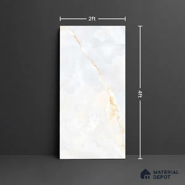 Marble Look Wall & Floor Tile TL 08993 | Glossy Finish 4 ft x 2 ft Vitrified Tile - 9 mm | Suitable For Kitchen, Bathroom, Bedroom & Office