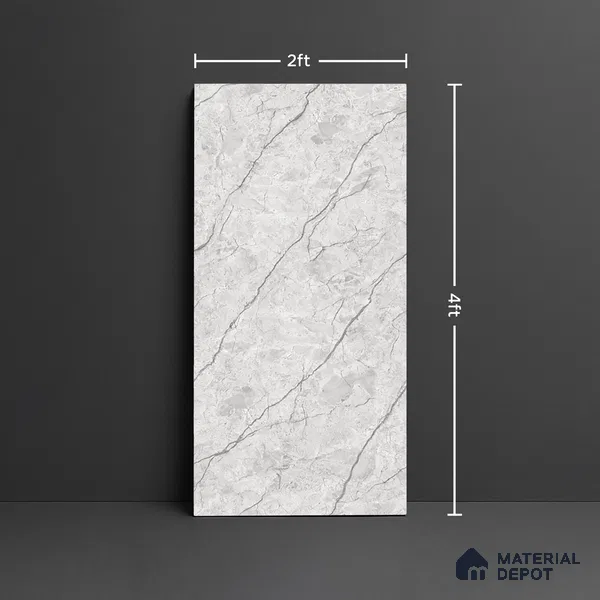 Marble Look Wall & Floor Tile TL 08950 | Glossy Finish 4 ft x 2 ft Vitrified Tile - 9 mm | Suitable For Kitchen, Bathroom, Bedroom & Office