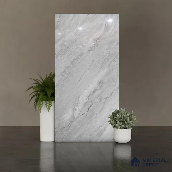 Marble Look Wall & Floor Tile TL 08955 | Glossy Finish 4 ft x 2 ft Vitrified Tile - 9 mm | Suitable For Kitchen, Bathroom, Bedroom & Office
