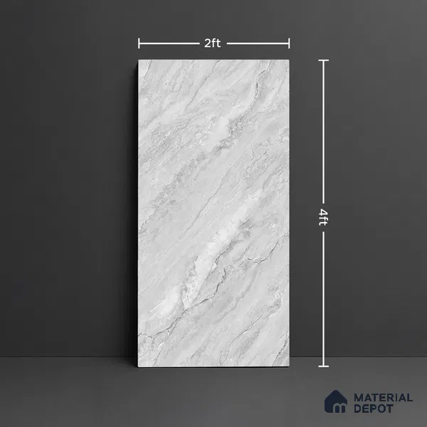 Marble Look Wall & Floor Tile TL 08955 | Glossy Finish 4 ft x 2 ft Vitrified Tile - 9 mm | Suitable For Kitchen, Bathroom, Bedroom & Office