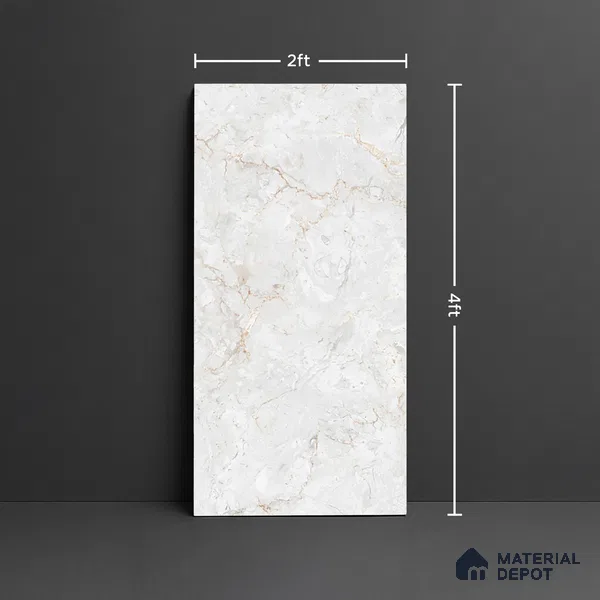 Marble Look Wall & Floor Tile TL 08959 | Glossy Finish 4 ft x 2 ft Vitrified Tile - 9 mm | Suitable For Kitchen, Bathroom, Bedroom & Office