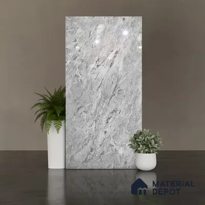 Marble Look Wall & Floor Tile TL 09037 | Glossy Finish 4 ft x 2 ft Vitrified Tile - 9 mm | Suitable For Kitchen, Bathroom, Bedroom & Office