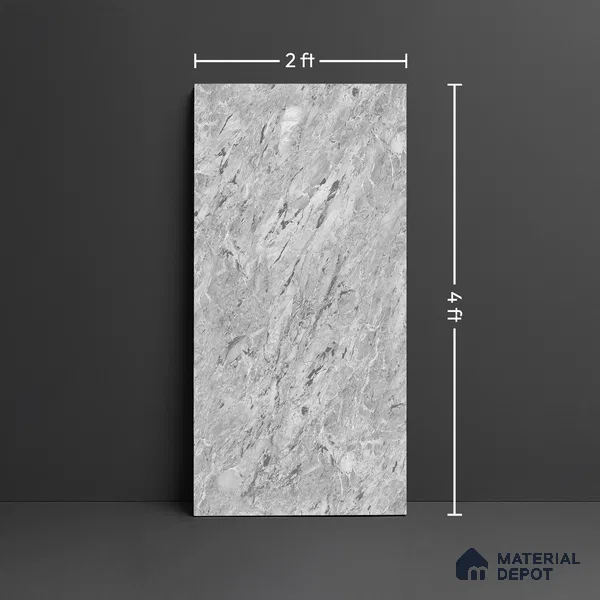 Marble Look Wall & Floor Tile TL 09037 | Glossy Finish 4 ft x 2 ft Vitrified Tile - 9 mm | Suitable For Kitchen, Bathroom, Bedroom & Office