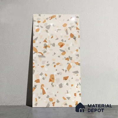 Terrazzo Wall & Floor Tile TL 08964 | Glossy Finish 4 ft x 2 ft Vitrified Tile - 9 mm | Suitable For Kitchen, Bathroom, Bedroom & Office