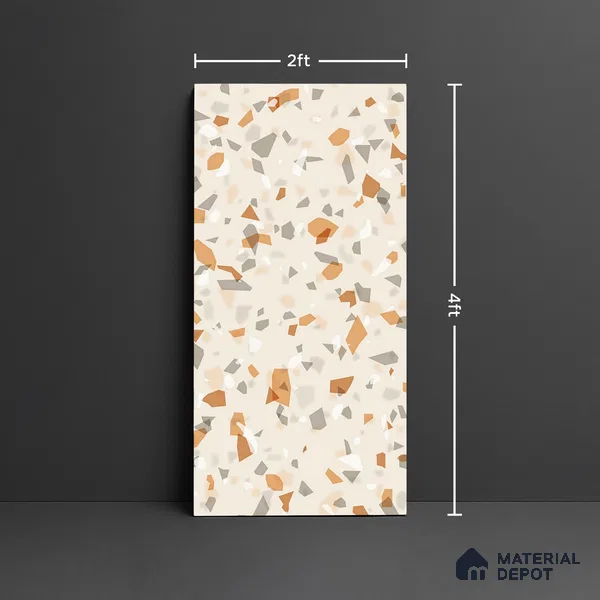 Terrazzo Wall & Floor Tile TL 08964 | Glossy Finish 4 ft x 2 ft Vitrified Tile - 9 mm | Suitable For Kitchen, Bathroom, Bedroom & Office