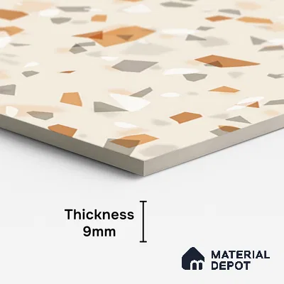 Terrazzo Wall & Floor Tile TL 08964 | Glossy Finish 4 ft x 2 ft Vitrified Tile - 9 mm | Suitable For Kitchen, Bathroom, Bedroom & Office