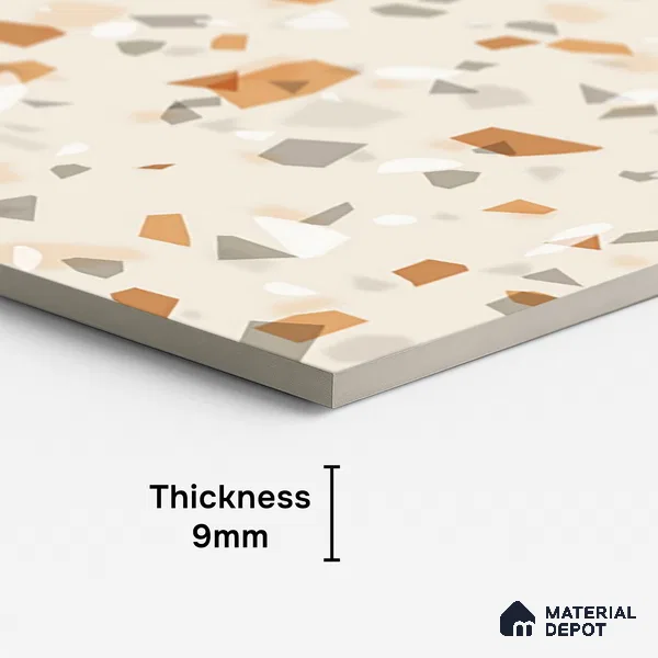 Terrazzo Wall & Floor Tile TL 08964 | Glossy Finish 4 ft x 2 ft Vitrified Tile - 9 mm | Suitable For Kitchen, Bathroom, Bedroom & Office