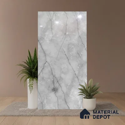 Marble Look Wall & Floor Tile TL 08957 | Glossy Finish 4 ft x 2 ft Vitrified Tile - 9 mm | Suitable For Kitchen, Bathroom, Bedroom & Office