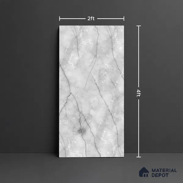 Marble Look Wall & Floor Tile TL 08957 | Glossy Finish 4 ft x 2 ft Vitrified Tile - 9 mm | Suitable For Kitchen, Bathroom, Bedroom & Office