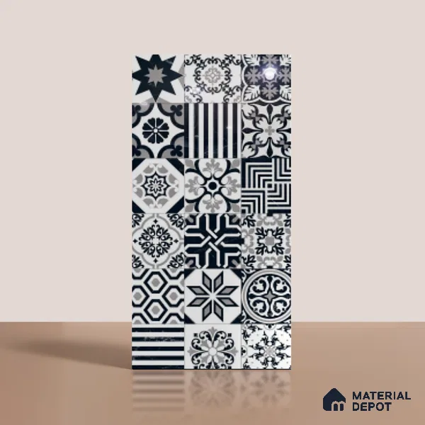 Moroccan Look Wall & Floor Tile TL 09010 | Glossy Finish 4 ft x 2 ft Vitrified Tile - 9 mm | Suitable For Kitchen, Bathroom, Bedroom & Office