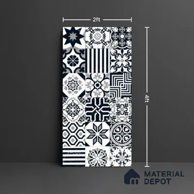 Moroccan Look Wall & Floor Tile TL 09010 | Glossy Finish 4 ft x 2 ft Vitrified Tile - 9 mm | Suitable For Kitchen, Bathroom, Bedroom & Office
