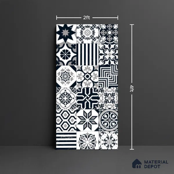Moroccan Look Wall & Floor Tile TL 09010 | Glossy Finish 4 ft x 2 ft Vitrified Tile - 9 mm | Suitable For Kitchen, Bathroom, Bedroom & Office
