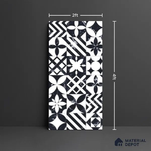 Moroccan Look Wall & Floor Tile TL 09007 | Glossy Finish 4 ft x 2 ft Vitrified Tile - 9 mm | Suitable For Kitchen, Bathroom, Bedroom & Office