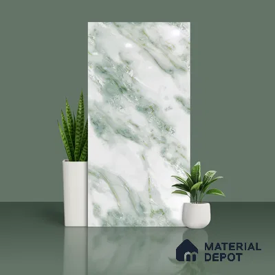 Marble Look Wall & Floor Tile TL 08979 | Glossy Finish 4 ft x 2 ft Vitrified Tile - 9 mm | Suitable For Kitchen, Bathroom, Bedroom & Office