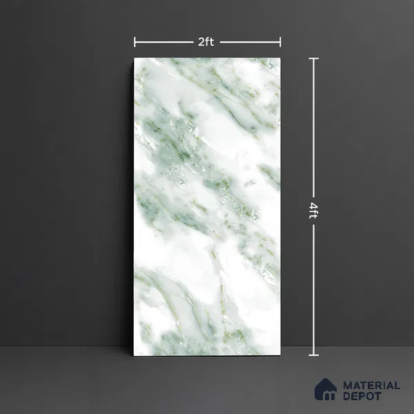 Marble Look Wall & Floor Tile TL 08979 | Glossy Finish 4 ft x 2 ft Vitrified Tile - 9 mm | Suitable For Kitchen, Bathroom, Bedroom & Office