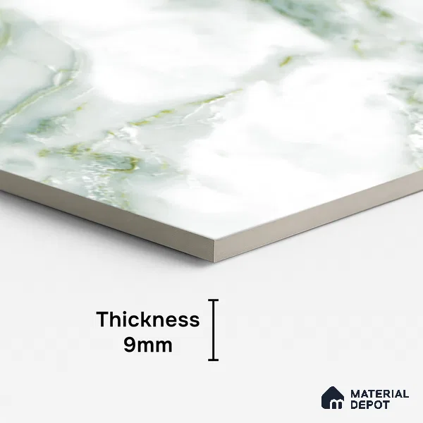 Marble Look Wall & Floor Tile TL 08979 | Glossy Finish 4 ft x 2 ft Vitrified Tile - 9 mm | Suitable For Kitchen, Bathroom, Bedroom & Office