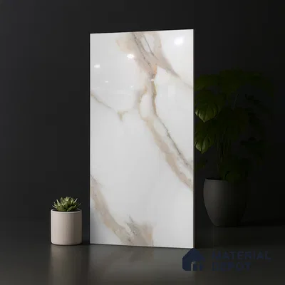 Marble Look Wall & Floor Tile TL 08985 | Glossy Finish 4 ft x 2 ft Vitrified Tile - 9 mm | Suitable For Kitchen, Bathroom, Bedroom & Office