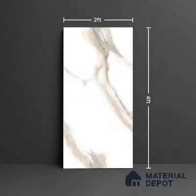 Marble Look Wall & Floor Tile TL 08985 | Glossy Finish 4 ft x 2 ft Vitrified Tile - 9 mm | Suitable For Kitchen, Bathroom, Bedroom & Office