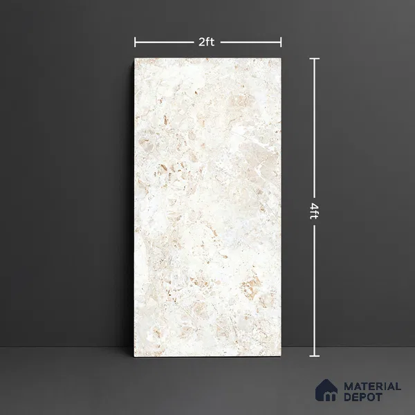 Marble Look Wall & Floor Tile TL 08885 | Glossy Finish 4 ft x 2 ft Vitrified Tile - 9 mm | Suitable For Kitchen, Bathroom, Bedroom & Office
