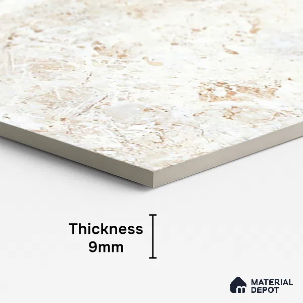 Marble Look Wall & Floor Tile TL 08885 | Glossy Finish 4 ft x 2 ft Vitrified Tile - 9 mm | Suitable For Kitchen, Bathroom, Bedroom & Office