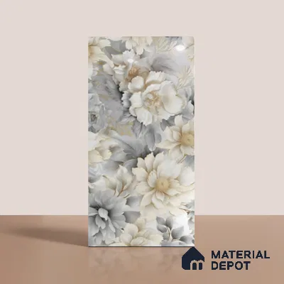 Floral Wall Tile TL 08982 | Glossy Finish 4 ft x 2 ft Vitrified Tile - 9 mm | Suitable for Bathroom, Accent/Feature Wall, Bedroom