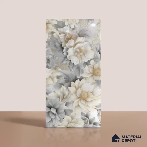 Floral Wall Tile TL 08982 | Glossy Finish 4 ft x 2 ft Vitrified Tile - 9 mm | Suitable for Bathroom, Accent/Feature Wall, Bedroom