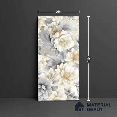 Floral Wall Tile TL 08982 | Glossy Finish 4 ft x 2 ft Vitrified Tile - 9 mm | Suitable for Bathroom, Accent/Feature Wall, Bedroom