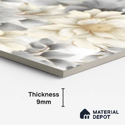 Floral Wall Tile TL 08982 | Glossy Finish 4 ft x 2 ft Vitrified Tile - 9 mm | Suitable for Bathroom, Accent/Feature Wall, Bedroom