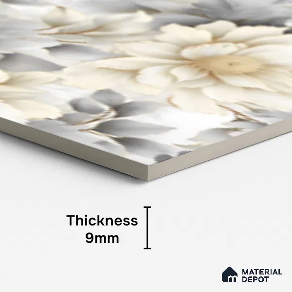 Floral Wall Tile TL 08982 | Glossy Finish 4 ft x 2 ft Vitrified Tile - 9 mm | Suitable for Bathroom, Accent/Feature Wall, Bedroom