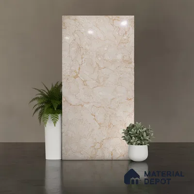 Marble Look Wall & Floor Tile TL 08953 | Glossy Finish 4 ft x 2 ft Vitrified Tile - 9 mm | Suitable For Kitchen, Bathroom, Bedroom & Office