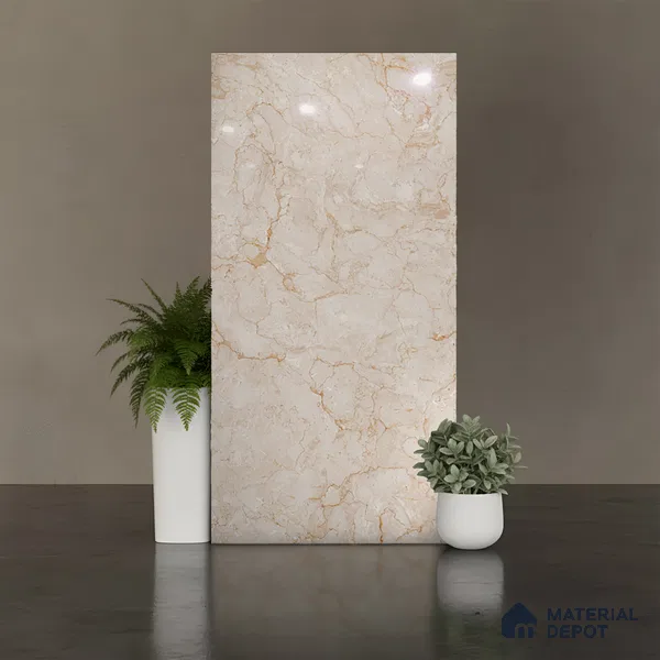 Marble Look Wall & Floor Tile TL 08953 | Glossy Finish 4 ft x 2 ft Vitrified Tile - 9 mm | Suitable For Kitchen, Bathroom, Bedroom & Office