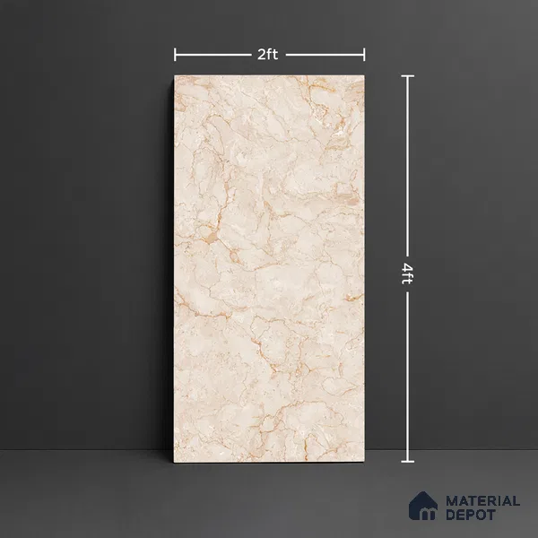 Marble Look Wall & Floor Tile TL 08953 | Glossy Finish 4 ft x 2 ft Vitrified Tile - 9 mm | Suitable For Kitchen, Bathroom, Bedroom & Office