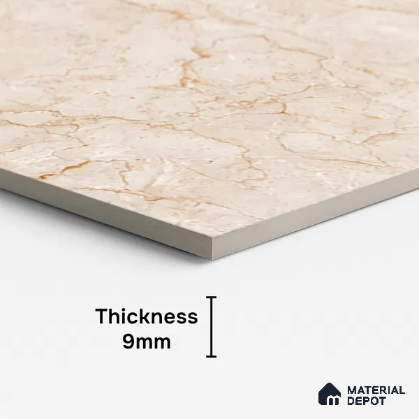 Marble Look Wall & Floor Tile TL 08953 | Glossy Finish 4 ft x 2 ft Vitrified Tile - 9 mm | Suitable For Kitchen, Bathroom, Bedroom & Office