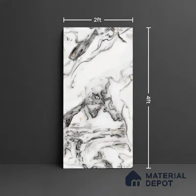 Marble Look Wall & Floor Tile TL 08942 | Glossy Finish 4 ft x 2 ft Vitrified Tile - 9 mm | Suitable For Kitchen, Bathroom, Bedroom & Office