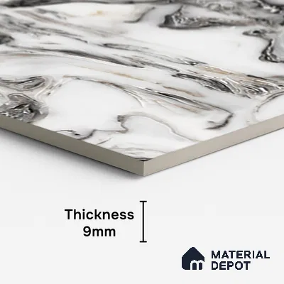 Marble Look Wall & Floor Tile TL 08942 | Glossy Finish 4 ft x 2 ft Vitrified Tile - 9 mm | Suitable For Kitchen, Bathroom, Bedroom & Office